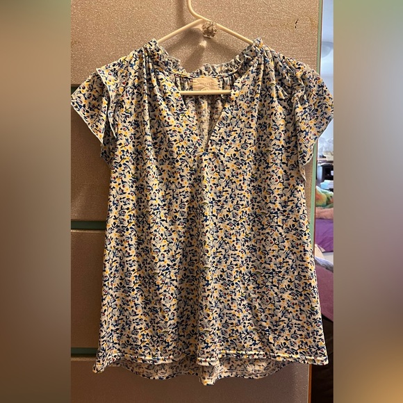 Blue, yellow and white floral top - Picture 1 of 4